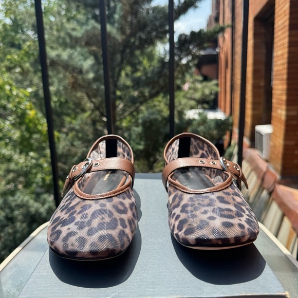 New Reformation Bethany Ballet Flat Shoes Leopard Mesh Black 9 - Picture 5 of 17
